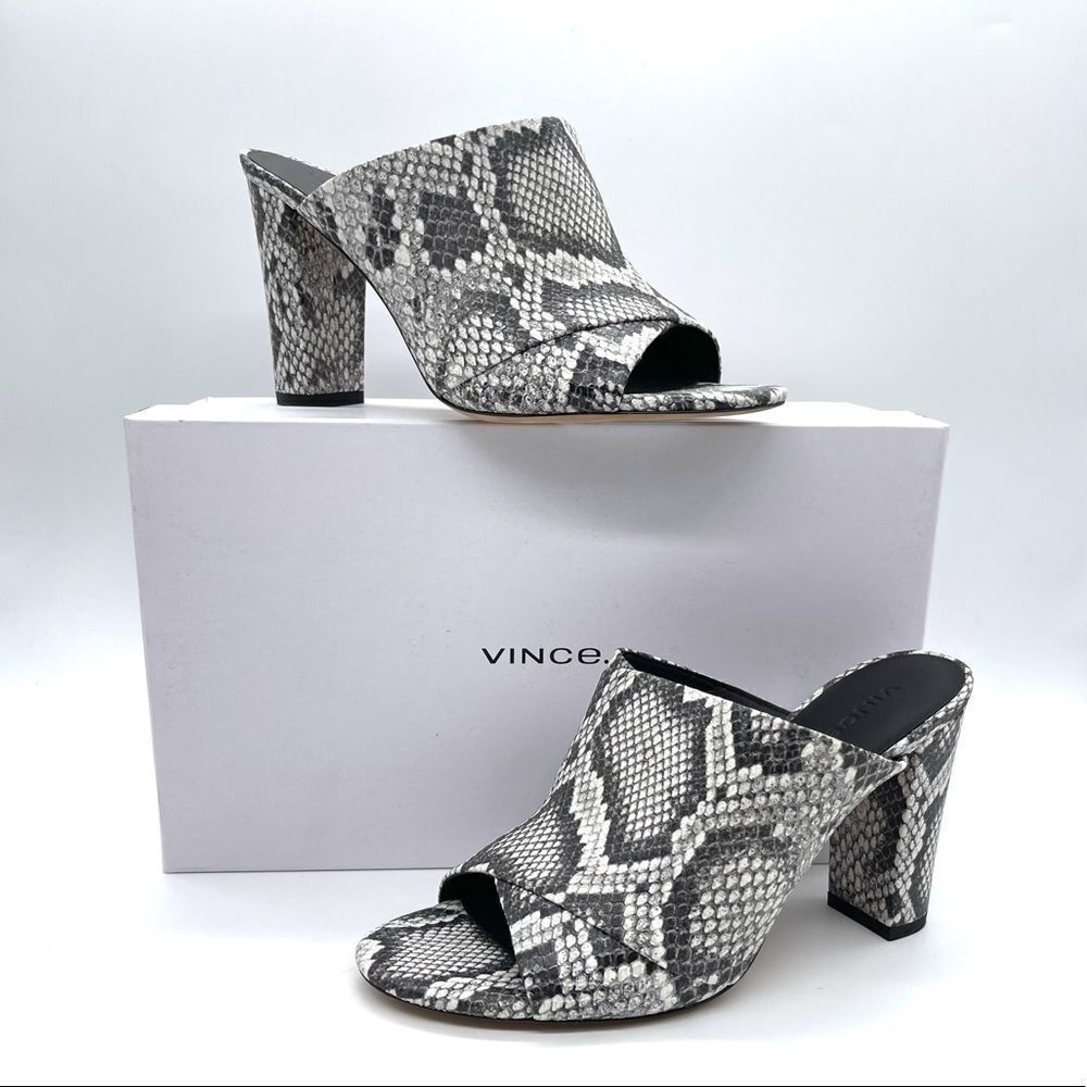 VINCE Heath-B Sahara Leather Mule Sandals Snake Skin NWT/NIB